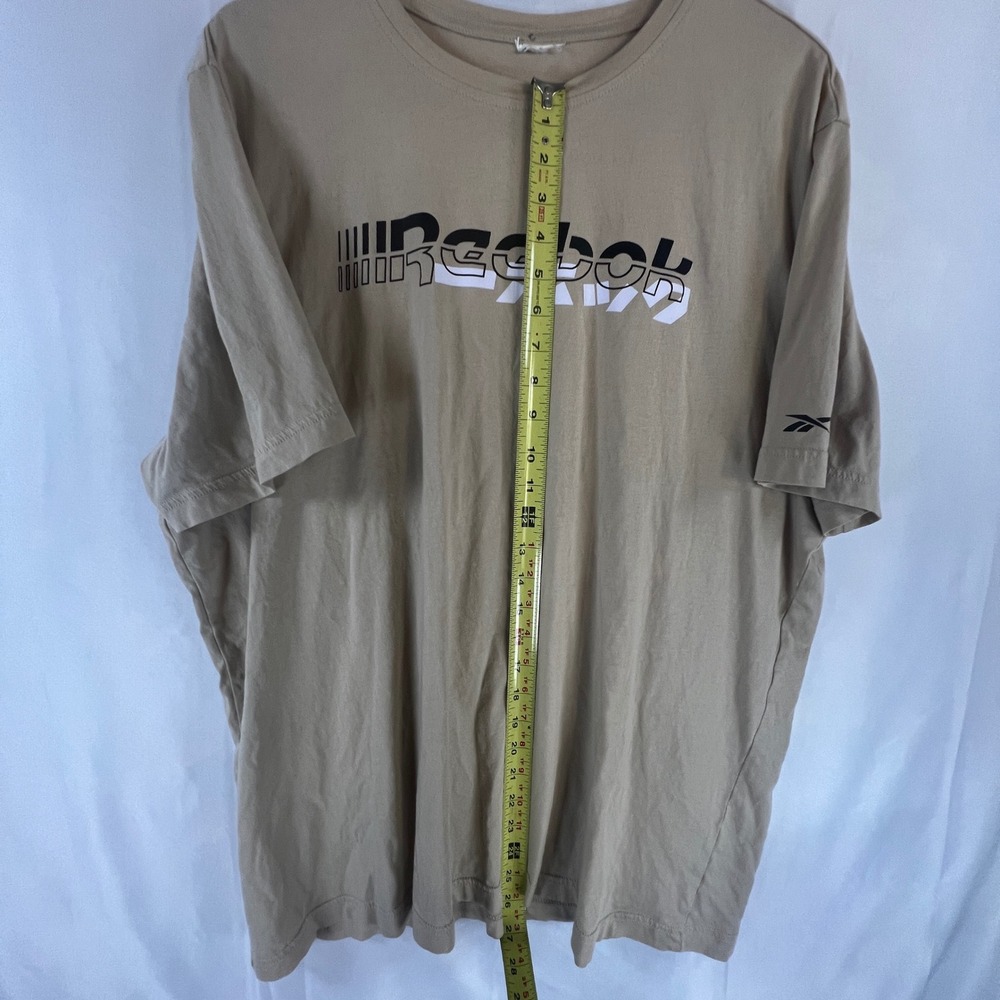 Reebok Mens Graphic T-Shirt Tan Khaki Short Sleeve Crewneck Logo Tee XL - Picture 3 of 6